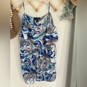 Ruffle Off-The-Shoulder Paisley Print Dress